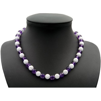 Collier aus Amethyst und Bergkristall 925 Silber