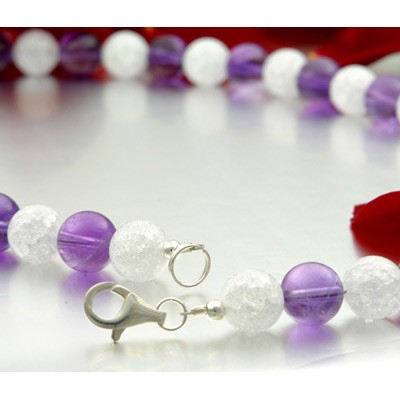 Collier aus Amethyst und Bergkristall 925 Silber