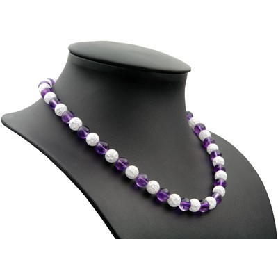 Collier aus Amethyst und Bergkristall 925 Silber
