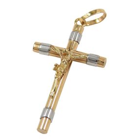 Kreuz mit Jesus Anhänger Goldanhänger Goldkreuz aus 333 Gold gelb weiß bicolor