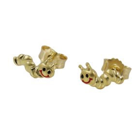 Paar Stecker Ohrstecker Würmchen Wurm aus 9Kt. 375 Gelbgold Ohrschmuck Kinder