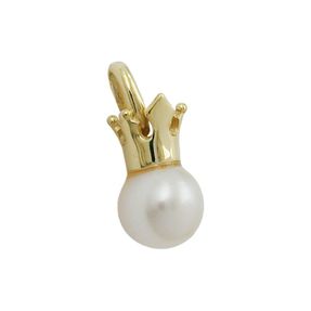 Perlenanhänger mit Krone Süßwasserperle 375 Gold Gelbgold Damen Goldanhänger