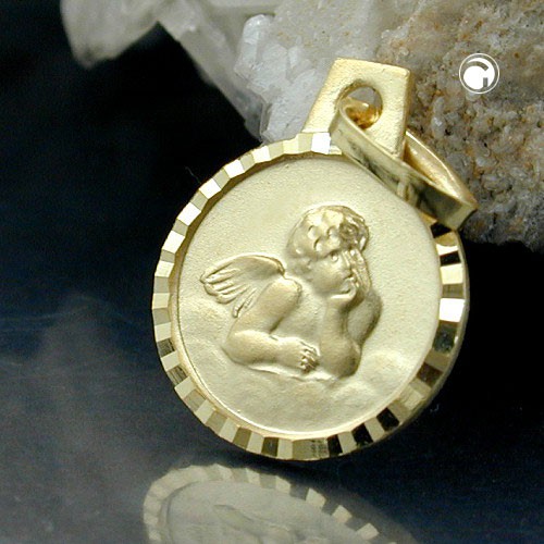 Taufanhänger Engel 375 Gold matt-glänzend