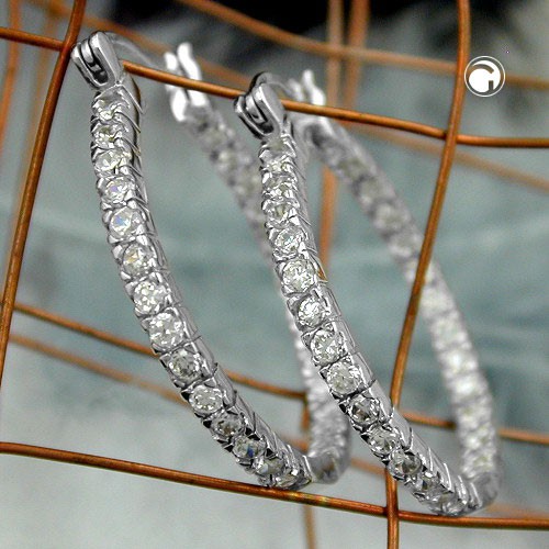 Creole mit Strasssteinen 925 Silber D 29mm