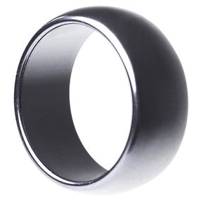 Breiter Ring aus echtem Hämatit glatt grau rund unisex Steinring Fingerring