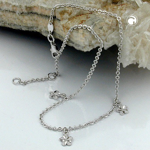 Fußkette mit Blumen aus echtem 925 Silber 27cm