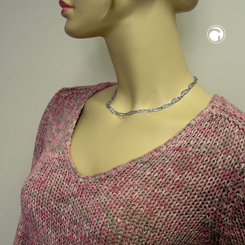 Ovale Ringe Collierkette aus 925 Silber 43cm