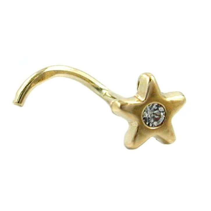 Nasenpiercing Stern mit Zirkonia 585 Gelbgold