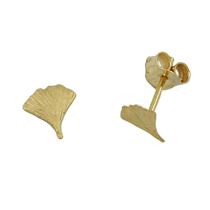 Ginkgoblatt Ohrstecker 375 Gelbgold mattiert