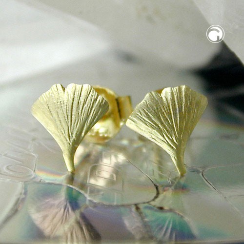 Ginkgoblatt Ohrstecker 375 Gelbgold mattiert