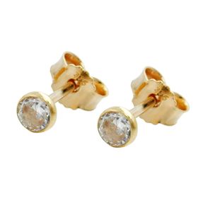 Ohrstecker Stecker mit Zirkonia 3mm 375 Gold Gelbgold klein & fein Damen