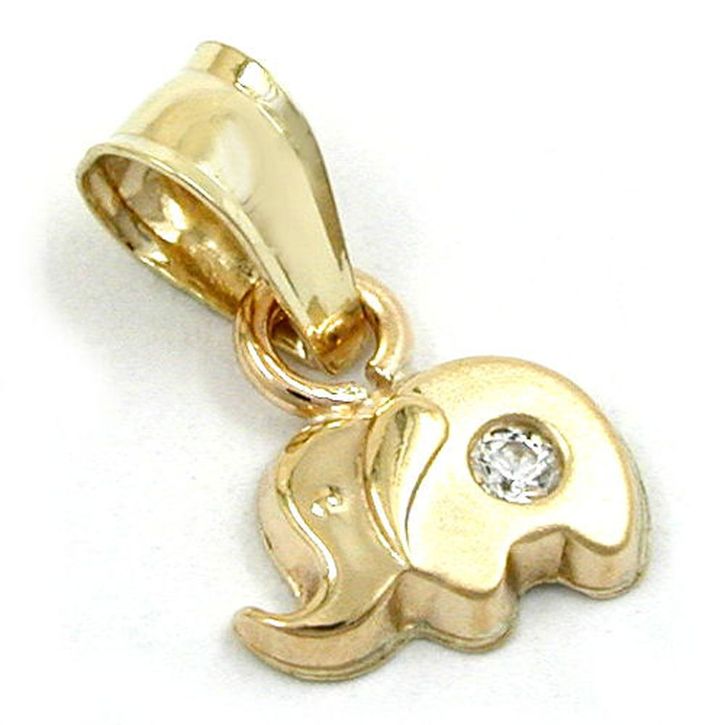 Elefant Anhänger aus 375 Gelbgold glänzend