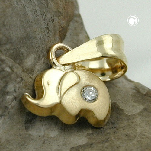 Elefant Anhänger aus 375 Gelbgold glänzend