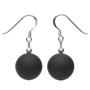 Ohrringe Ohrhänger aus Onyx & 925 Silber, Kugel schwarz matt, Ohrschmuck für Damen