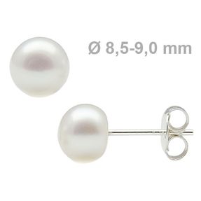 8,5-9,0 mm Perlen Stecker Ohrstecker 925 Silber Süßwasser-Zuchtperlen weiß Perlenohrstecker für Hochzeit