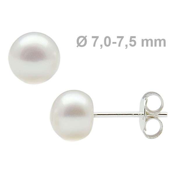 Ohrstecker aus Perlen und 925 Silber 7,0-7,5 mm