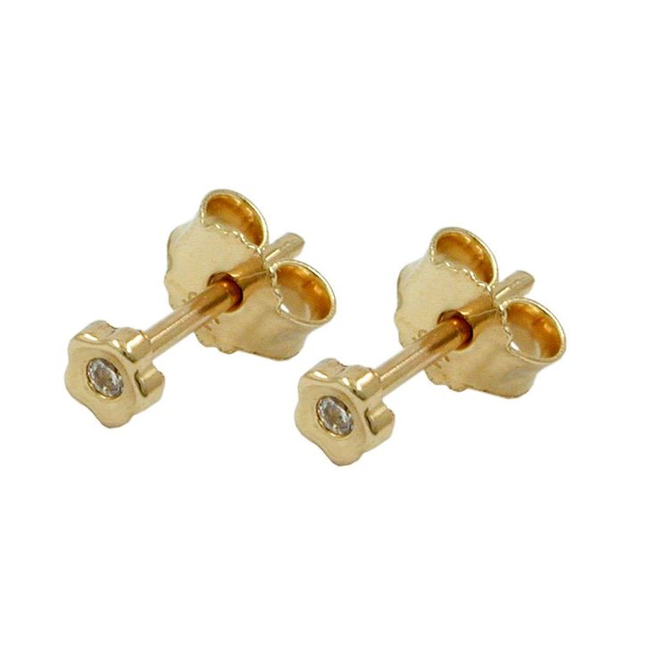 Ohrstecker kleine Blume Zirkonia 375 Gold