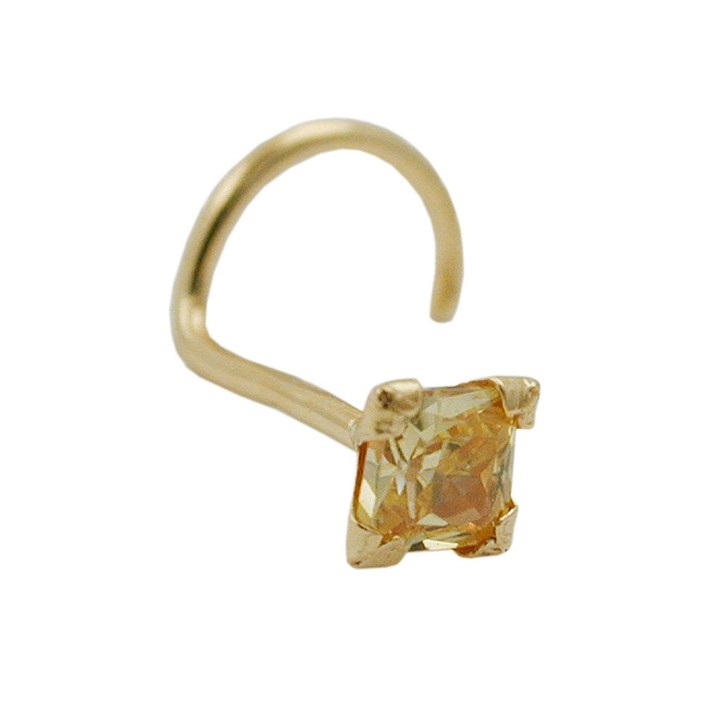 Nasenpiercing mit Zirkonia citrin 750 Gelbgold