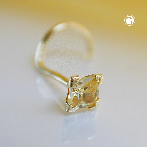 Nasenpiercing mit Zirkonia citrin 750 Gelbgold