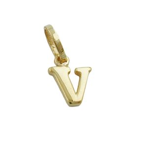 Anhänger Einhänger &#039; V &#039; Goldbuchstabe Buchstabe aus 375 Gold Gelbgold Unisex