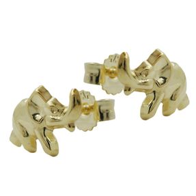 Paar Stecker Ohrstecker Elefant Elefanten 375 Gold Gelbgold glänzend Damen