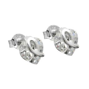 Stecker Ohrstecker Herz aus Zirkonia weiß 925 Echt Silber Sterlingsilber