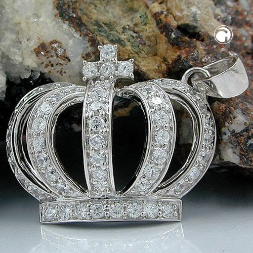 Krone mit Strass Anhänger aus 925 Silber