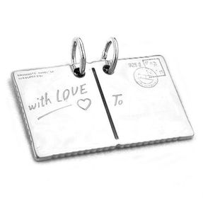 Postkarte with Love - Anhänger zum Teilen 925 Silber Partneranhänger Unisex