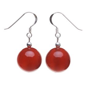Ohrringe Ohrhänger Karneol & 925 Silber, Kugel braun-orange glatt