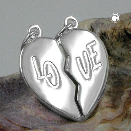 Doppelanhänger Herz LO-VE aus 925 Silber