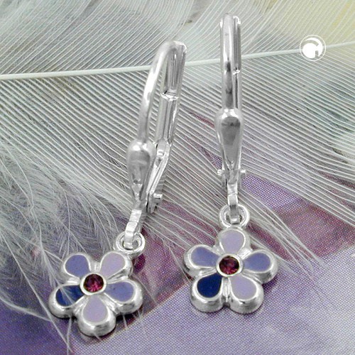 Ohrhänger Brisur Blume lila 925 Silber Kinder