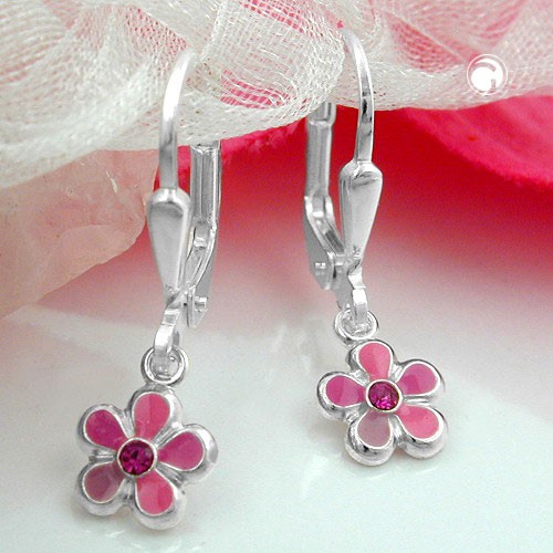 Ohrhänger Brisur Blume pink 925 Silber