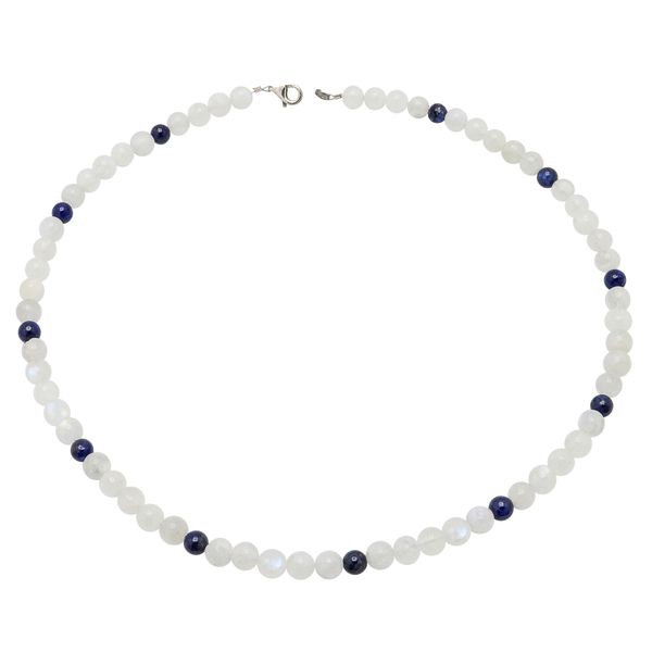 Kette aus Mondstein und Lapis-Lazuli und Silber