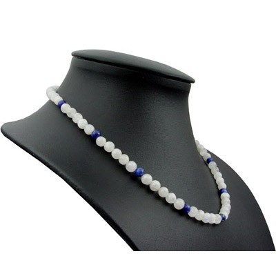 Kette aus Mondstein und Lapis-Lazuli und Silber