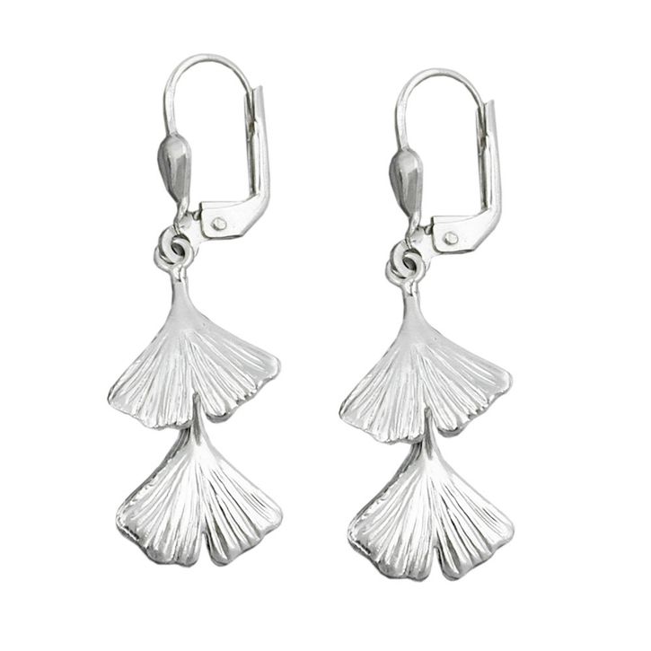 Ohrringe Brisur Ginkgo-Blatt 925 Silber