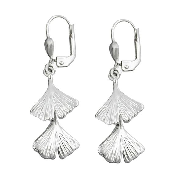 Ohrringe Brisur Ginkgo-Blatt 925 Silber