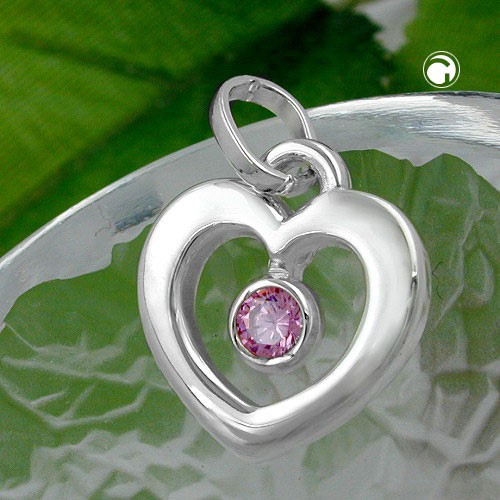 Anhänger Herz mit Zirkonia rosa 925 Silber