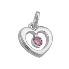 Anhänger Herz mit Zirkonia rosa 925 Echt Silber Silberanhänger für Damen