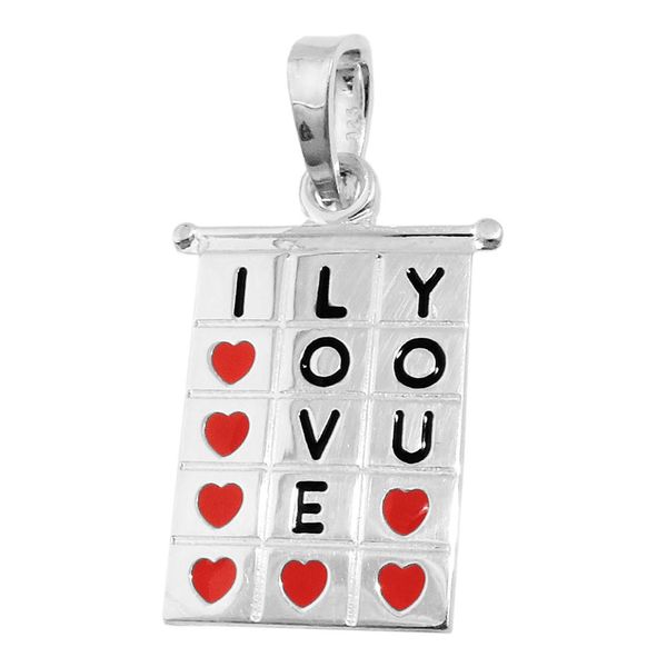 Viereck I LOVE YOU Anhänger aus 925 Silber