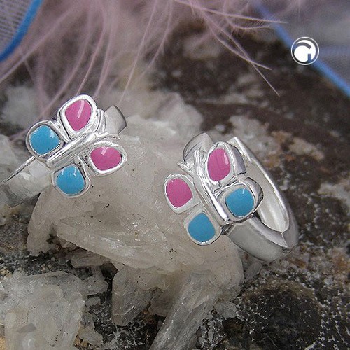 Creolen Schmetterling pink-blau 925 Silber
