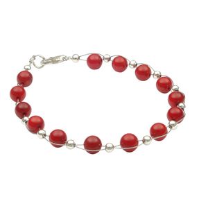 Armband aus echter Bamboo-Koralle rot Armschmuck Armkette Korallenarmband Damen