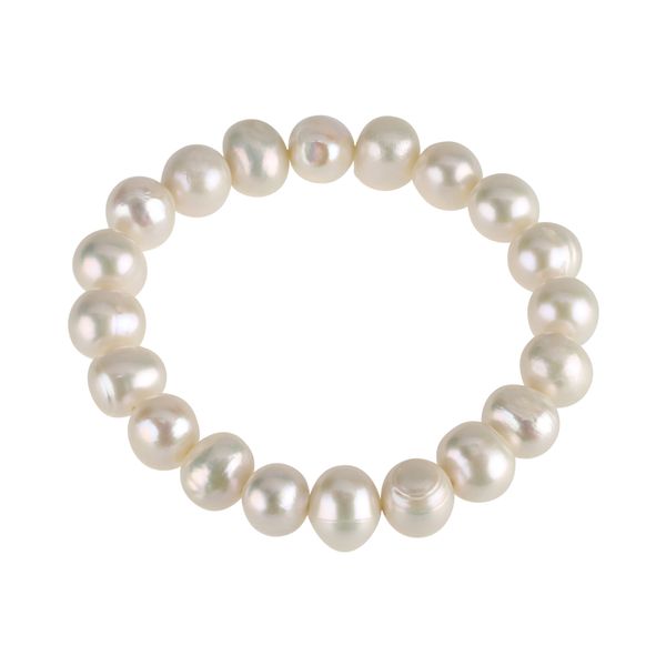 Armband aus Süßwasser-Perlen creme weiß dehnbar