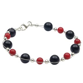 Armband aus Onyx & Koralle, schwarz-rot Armkette Armschmuck für Damen