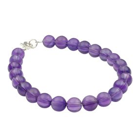 Edelstein-Armband Armschmuck aus echtem Amethyst & 925 Silber, lila violett, 20,5cm