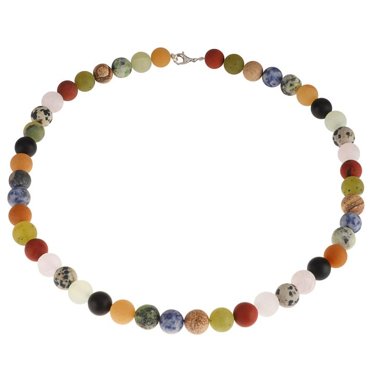 Multicolor Kette Collier Halskette aus Edelsteinen Kugel