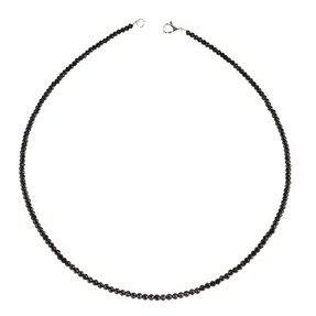 Kette Collier aus echtem Spinell facettiert funkelnd schwarz, 925 Silber, 48cm Kette Collier aus echtem Spinell facettiert funkelnd schwarz, 925 Silber, 48cm