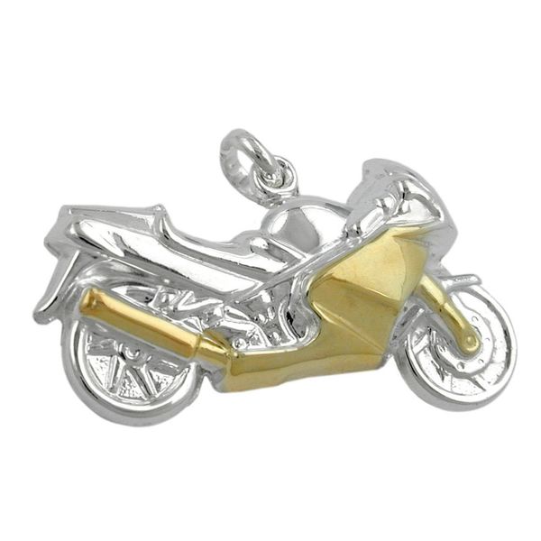 Anhänger Motorrad Bike aus 925 Silber bicolor
