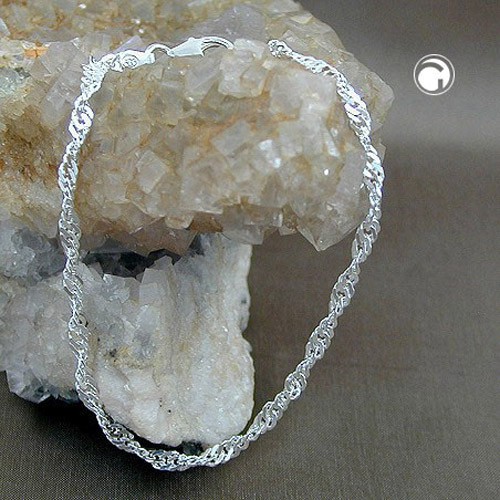 3,3mm Singapur Armkette 925 Silber 19cm