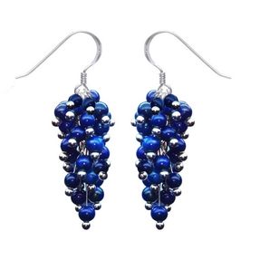 Ohrringe Ohrhänger aus Lapis-Lazuli & 925 Silber blau Trauben Ohrschmuck für Damen