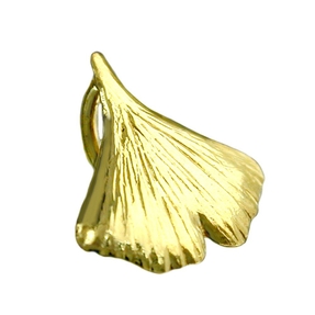 Kleiner Goldanhänger Ginkgoblatt Anhänger aus 375 Gold Gelbgold glänzend Damen